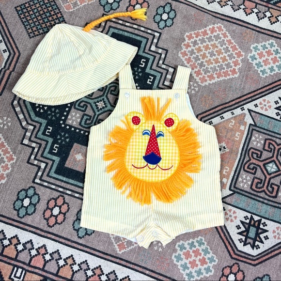 Vintage 80s Cradlecraft lion baby romper 6 months costume - Picture 1 of 9